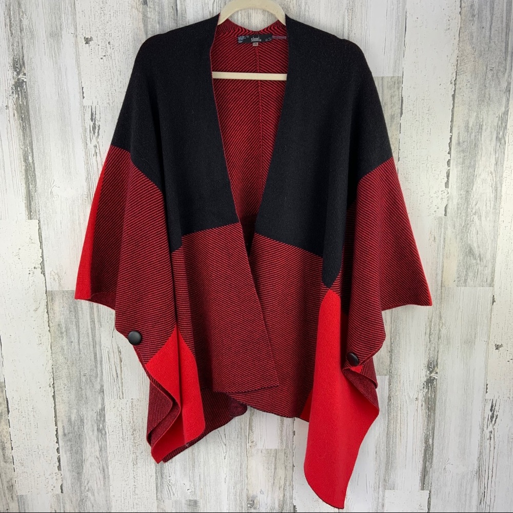 SIONI Black/Red Open Front Cape Size L/XL